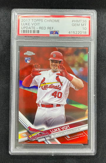 Luke Voit 2017 Topps Chrome Update Red Refractor RC /25 PSA 10
