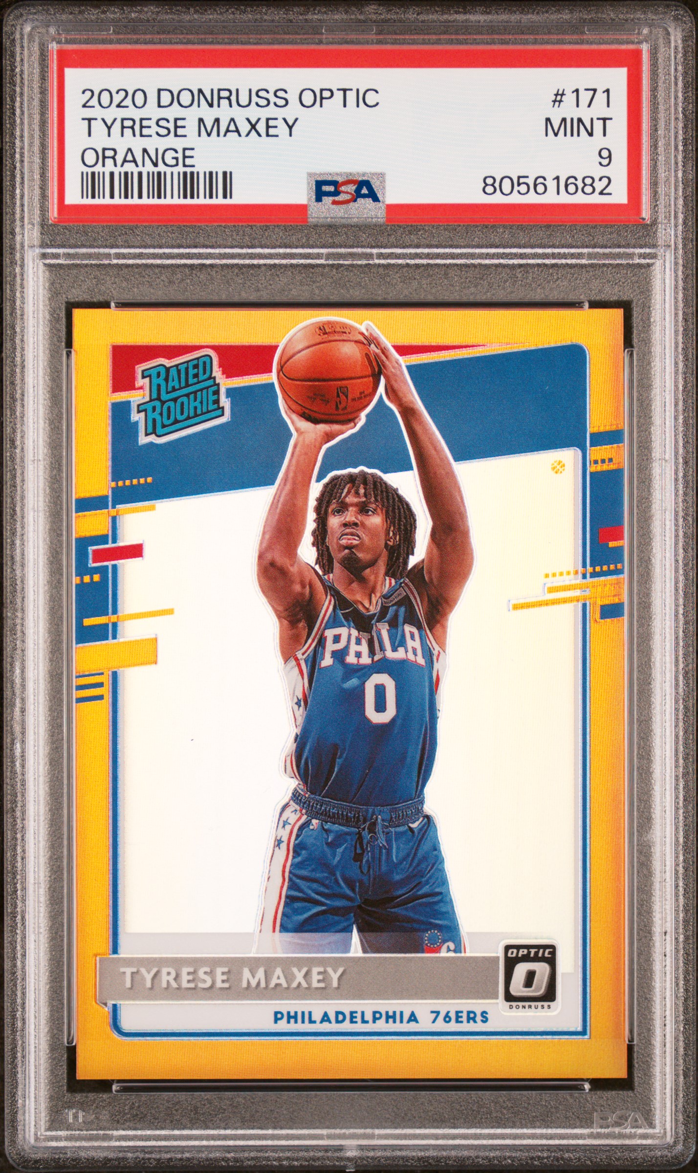 PSA 9 2020 Panini Donruss Optic Tyrese Maxey Orange Rookie RC /199 #171