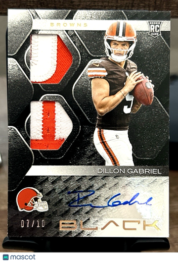 2025 Panini Black Dillon Gabriel RSM-DGL Patch Rookie Auto Panini Authentic Cleveland Browns Football Card