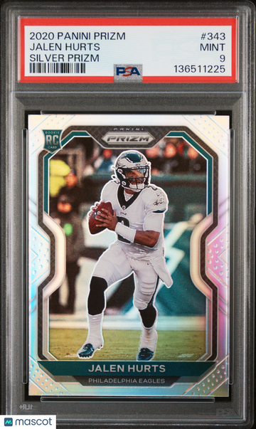 2020 Panini Prizm Jalen Hurts #343 Silver Rookie RC PSA 9