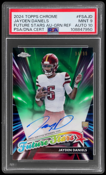 2024 Topps Chrome Jayden Daniels Future Stars Autograph Green Refractor PSA 9 AUTO