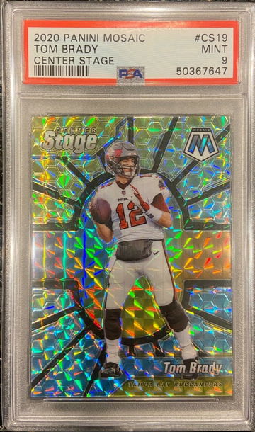 2020 Panini Mosaic CENTER STAGE Tom Brady TB Buccaneers #CS19 PSA 9 MINT GOAT