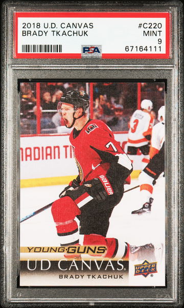 2018-19 Upper Deck Series 2 UD Canvas Young Guns Brady Tkachuk #C220 RC PSA 9