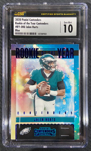 2020 Panini Contenders Blue Foil Rookie of the Year Jalen Hurts  CSG 10 GEM MINT