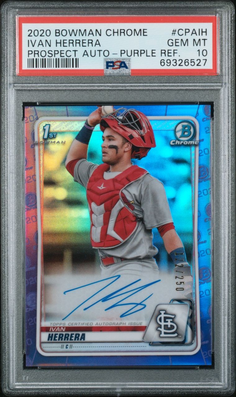 Ivan Herrera - 2020 Bowman Chrome Prospects Rookie Auto Purple Refractor 112/250 - PSA 10