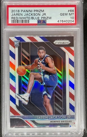 PSA 10 2018 Panini Prizm Jaren Jackson Jr. Red White Blue Prizm #66