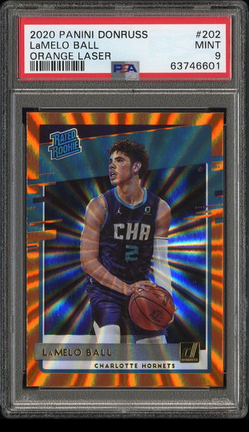 💎🦁2020 Panini Donruss LaMelo Ball RC Parallel Orange Laser #202 PSA 9 Mint 🏀