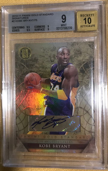 2010 panini gold standard signatures #2 Kobe Bryant /75 bgs 9 auto 10 ship from HK