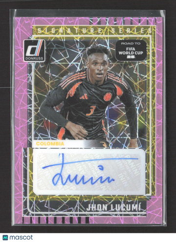 2025 Panini Donruss Road to FIFA World Cup Prizm Signature Series Jhon Lucumí #SS-JL Pink Signature Series