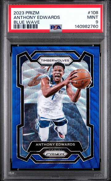 2023 Panini Prizm Blue Wave Anthony Edwards #108 PSA 9