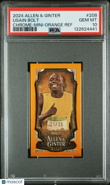2024 Topps Allen & Ginter Usain Bolt #208 Chrome Mini Orange Refractor /25 PSA 10