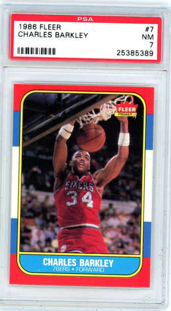 1986 FLEER CHARLES BARKLEY ROOKIE PSA 7 NM