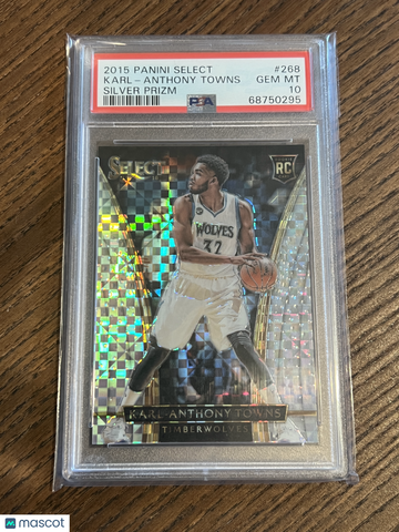 2015 Panini Select Karl-Anthony Towns #268 Silver Prizm Rookie RC Courtside PSA 10