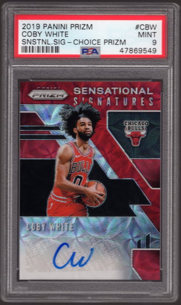 Coby White 2019 Prizm Sensational Signatures Choice PSA 9