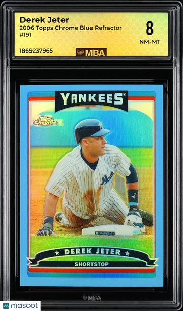 2006 Topps Chrome Derek Jeter #191 Blue Refractor MBA 8