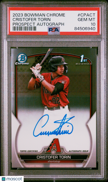 Graded 2023 Bowman Chrome Prospect Autographs Cristofer Torin Auto CPACT Baseball Card PSA 10
