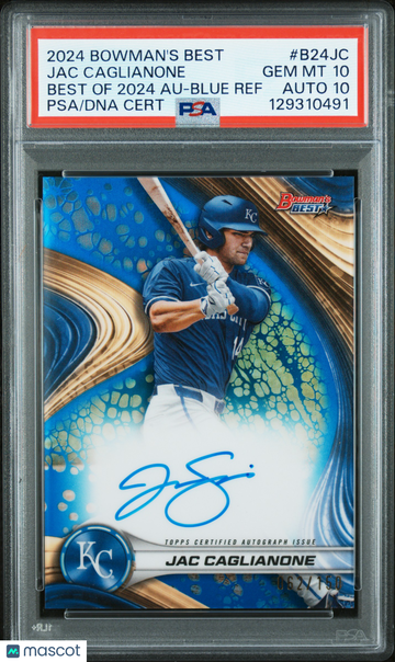 2024 Bowman's Best Best Of 2024 Autographs Jac Caglianone #B24JC Blue Ref /150 PSA 10 Auto 10