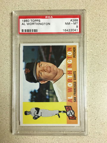 1960 Topps #268 Al Worthington PSA 8 NM-MT GIANTS 