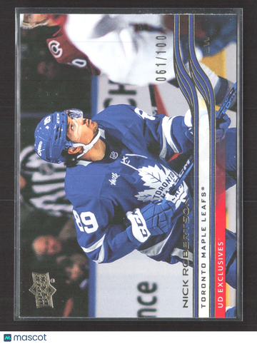 2026 Upper Deck Extended Series UD Exclusives Nick Robertson #618 061/100 Maple Leafs Hockey Card