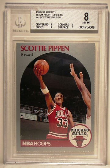 1990-91 Hoops Team Night Sheets #4 Scottie Pippen BGS 8 NM-MT
