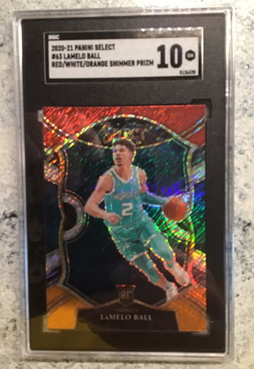 2020-21 Panini Select #63 LaMelo Ball Red/White/Orange Shimmer Prizm SGC 10 Gem Mint