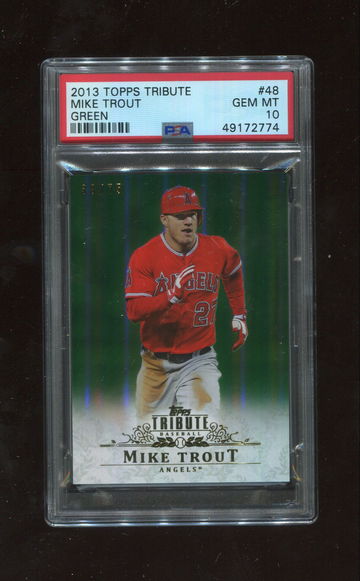 2013 Topps Tribute #48 Mike Trout Green /75 VERY RARE POP 1  PSA 10 GEM MINT