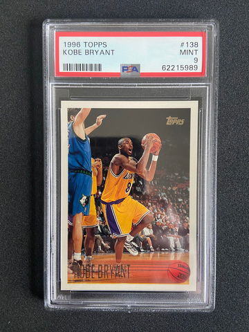 1996 Topps Kobe Bryant HOF Rookie #138 Los Angeles Lakers PSA 9 MINT (64860379)