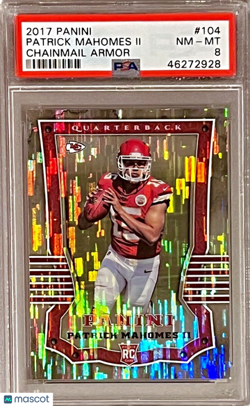 SSP PSA 8 RC Patrick Mahomes 2017 Panini Chain Mail Armor Holo Rookie 37 Made