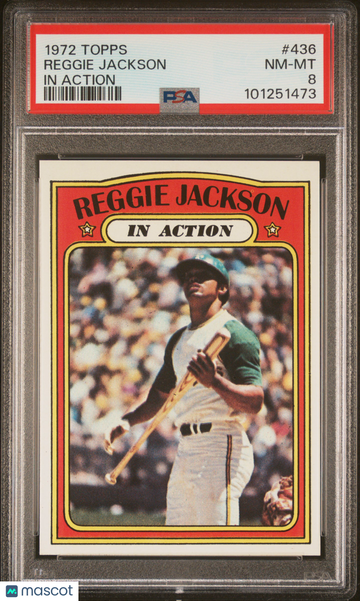 1972 Topps Reggie Jackson #436 In Action PSA 8