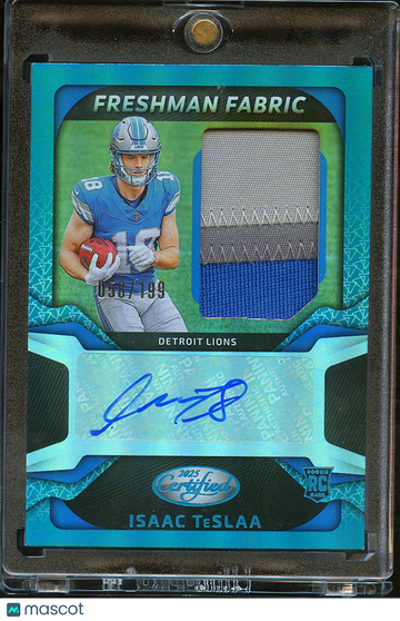2025 Panini Certified Freshman Fabric Isaac TeSlaa #FBC-ITA Teal /199 RC Authentic Memorabilia Freshman Fabric
