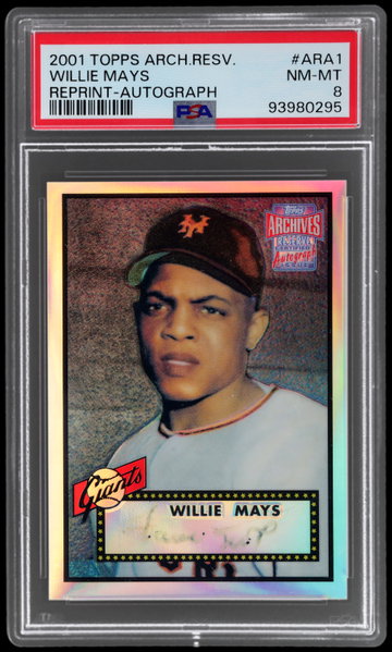 2001 Topps Archives Reserve Willie Mays Rookie Reprint Autographs PSA 8