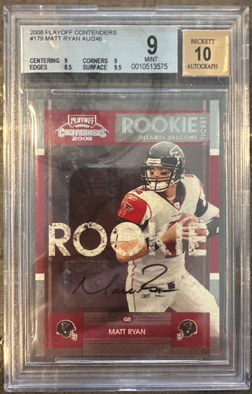 2008 Matt Ryan RC Playoff Contenders Auto BGS 9 w 10 Auto