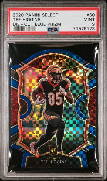 2020 Tee Higgins Select Concourse Blue Prizm Die-cut Diecut Die Cut Rookie RC #60 PSA 9