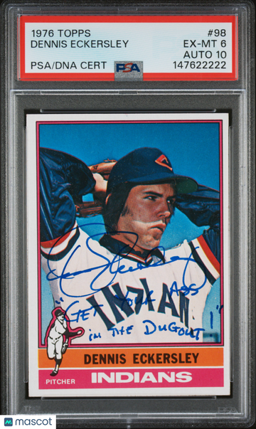 1976 Topps Dennis Eckersley #98 HOF Rookie PSA 6 Auto 10