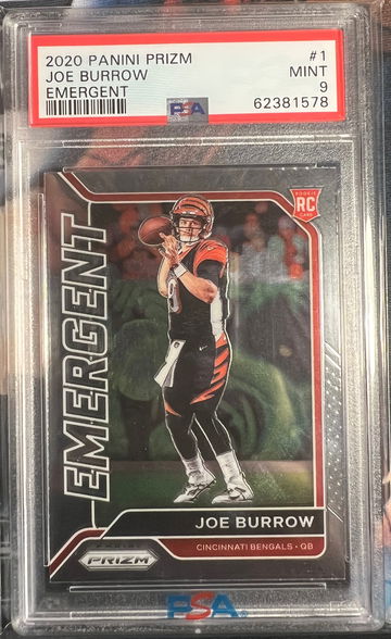2020 Panini Prizm #1 Joe Burrow Emergent RC Rookie PSA 9 MINT Bengals Rookie