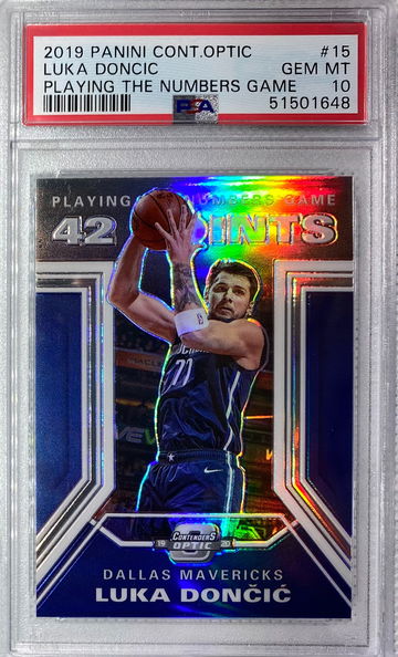 2019 Optic Contenders Luka Doncic Playing the Numbers Silver Prizm PSA 10  POP (2) 