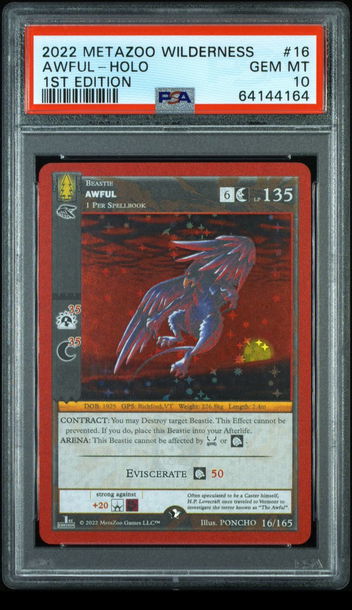 🌲🦅2022 Metazoo Wilderness 41 AWFUL-HOLO 1ST EDITION |PSA 10| 16/165 💎🦁