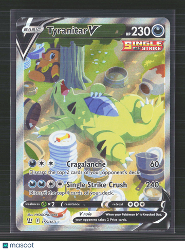 2021 Battle Styles Tyranitar V Holo Rare SR FA #155/163