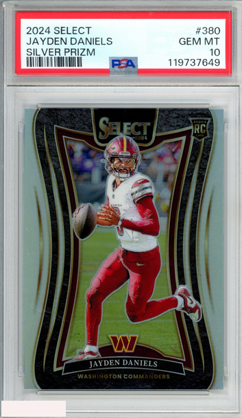 2024 PANINI SELECT JAYDEN DANIELS #380 SILVER PRIZM ROOKIE RC PSA 10 GEM MT