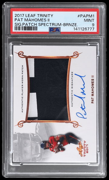 2017 Leaf Trinity Patrick Mahomes II Patch Autograph Spectrum Bronze PSA 9 RC