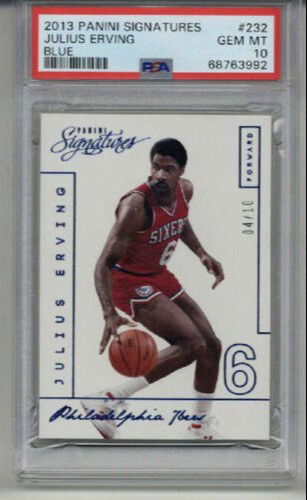 2013 PANINI SIGNATURES BLUE #232 JULIUS DR. J ERVING LE 04/10 76ERS PSA 10