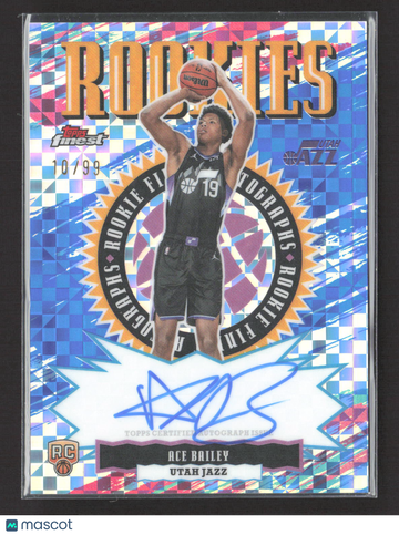 2026 Topps Finest Rookie Finest Autographs Ace Bailey #RFA-AB Blue Checkerboard /99 RC