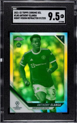2021-22 Topps Chrome UCL Anthoy Elanga RC Night Vision Refractor /225 SGC 9. 5