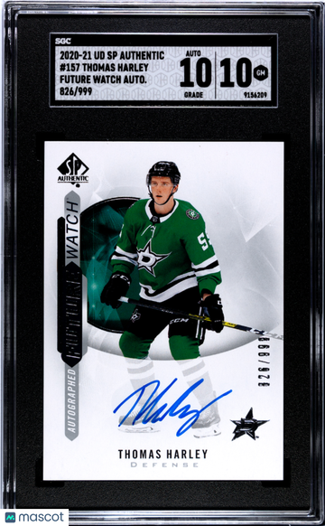 2020-21 Upper Deck SP Authentic Thomas Harley #157 Future Watch Auto /999 Rookie SGC 10 Auto 10