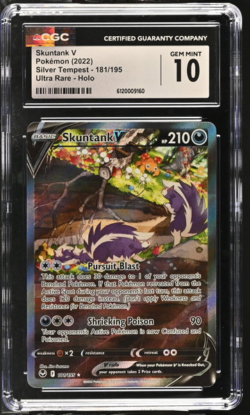 2022 Pokemon #181/195 Skuntank V Silver Tempest CGC 10