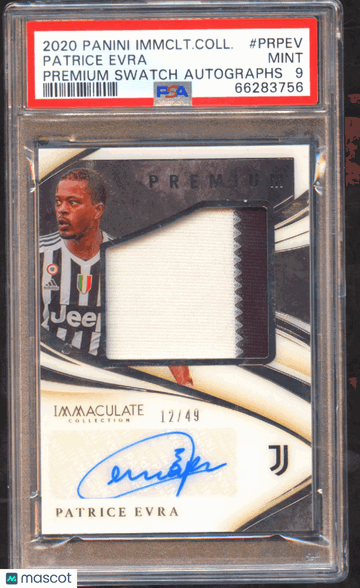 2020 Panini Immaculate Collection Premium Swatch Autographs Patrice Evra #PRPEV PSA 9