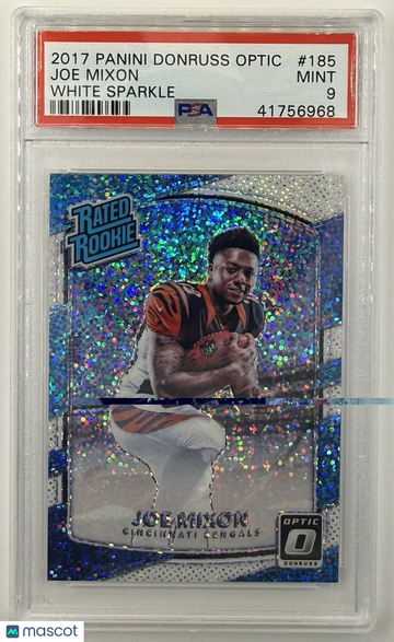 2017 Donruss Optic Joe Mixon #185 White Sparkle Prizm Short Print Parallel/Variety Rookie PSA 9