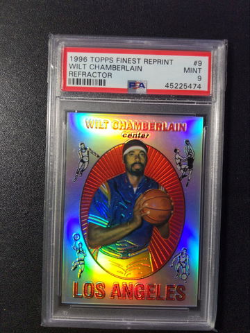 1996 Topps Finest Reprints Refractor WILT CHAMBERLAIN #9 PSA 9