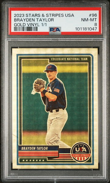 2023 Panini Stars & Stripes Gold Vinyl Brayden Taylor #96 /1 PSA 8