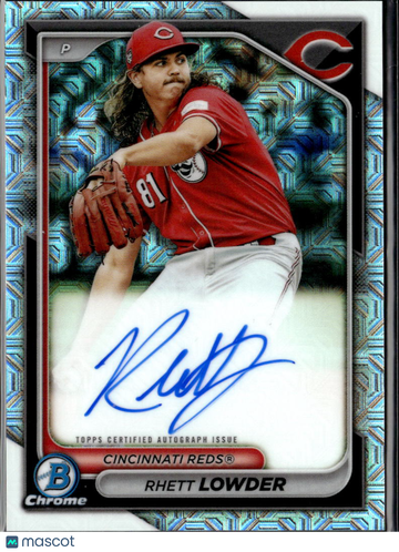 Rhett Lowder 2024 Bowman Chrome Auto Aqua Mojo Refractor Cincinnati Reds